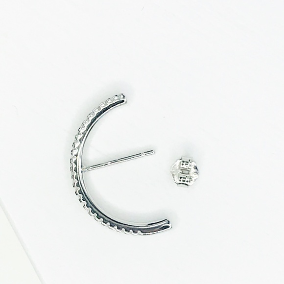 Pave Crystal Earlobe Cuff Stud Earring in Silver - Picture 5 of 8